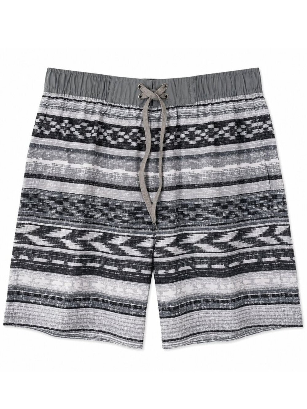 River Trail Shirts Stylish Gray Patterned Men's Lined Swim Trunks Size L